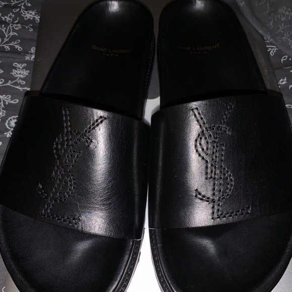 Saint Laurent - Jimmy Leather Slides - Picture 1 of 8